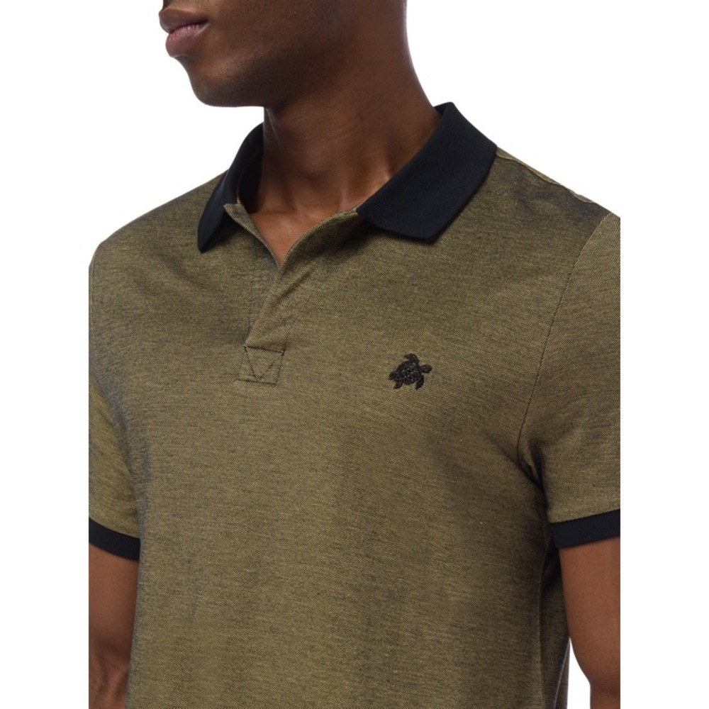 Vilebrequin Palatin Polo Shirt Sz Medium Green Black Cotton Business Casual Golf
